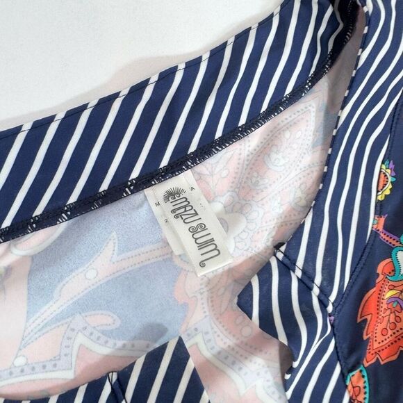 Mazu Swim Tricot Cover Up Dress Womens Small Paisley Blossom Nylon Pockets - Picture 4 of 7